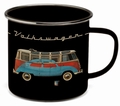 VW BULLI Emaille Tasse - Schwarz