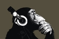 Monkey Poster Thinker with Headphones - Poster