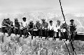 Fototapete - Riesenposter - Eating above Manhattan