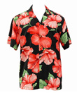 ORIGINAL HAWAIIHEMD - HIBISCUS BLOSSOM - SCHWARZ - PARADISE FOUND